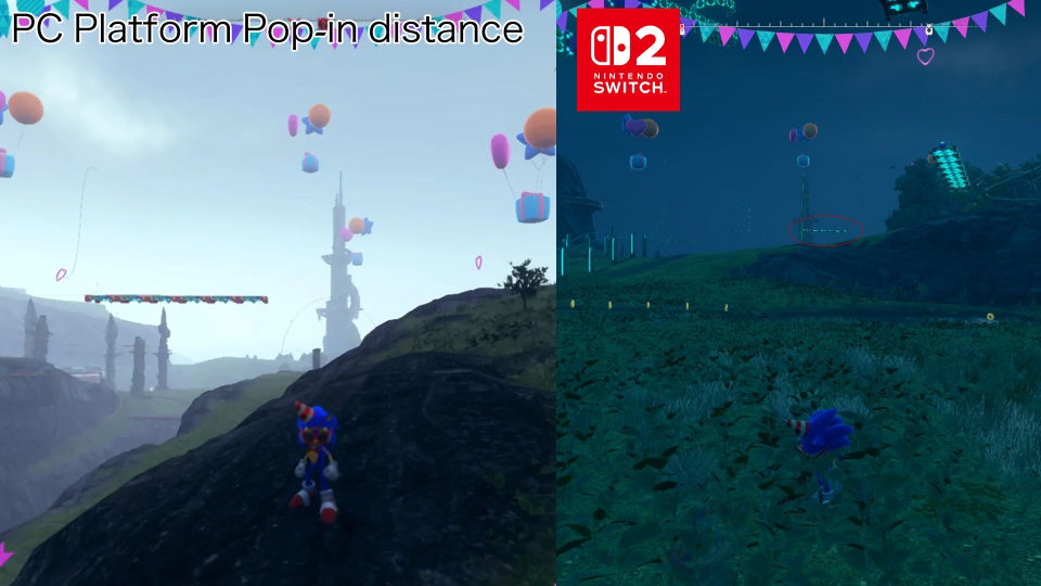Sonic standing near distant rails and platforms in Sonic Frontiers Definitive Edition