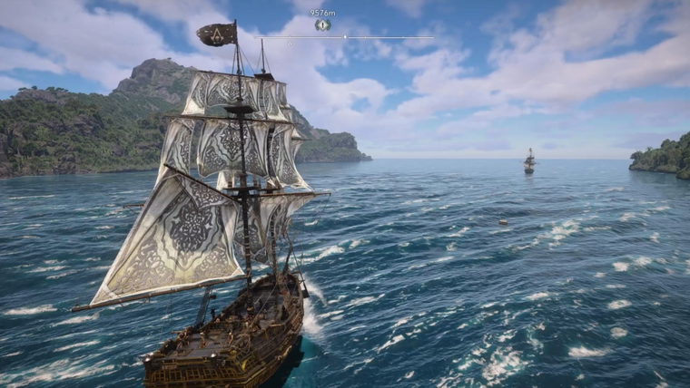 The Jackdaw sailing across the Caribbean in Assassin’s Creed Black Flag Resynced